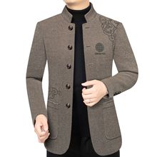 冬季毛呢大衣男 休闲款羊毛呢中青年加棉加厚妮外套 男士呢子大衣