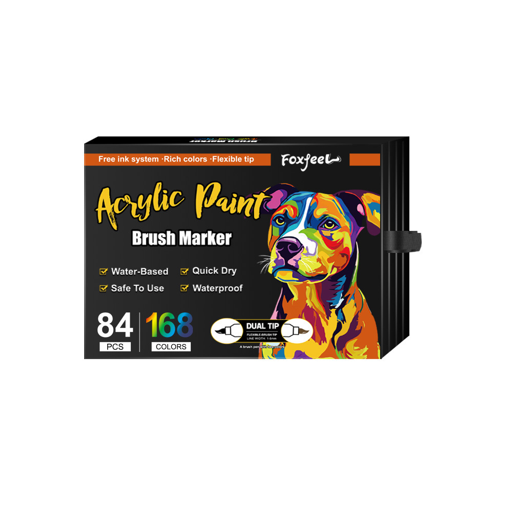Marcador acrílico de dos colores de dos cabezas Juego de bolígrafos de acuarela de 168 colores