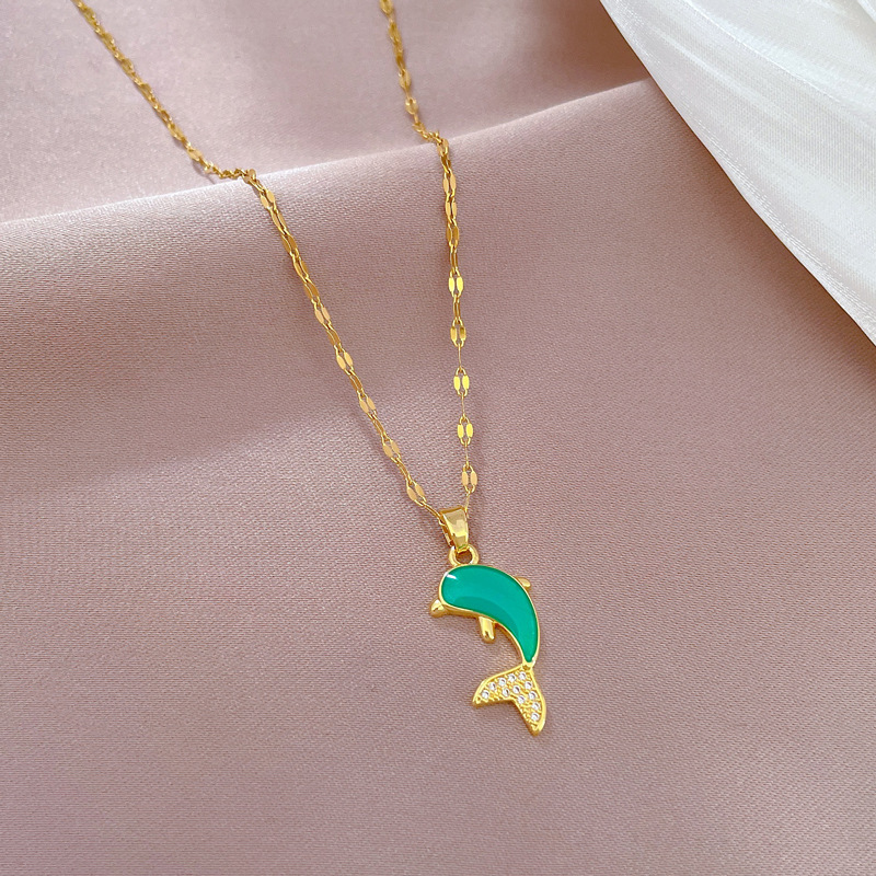 Collar de delfín en acero titanio - joya elegante para mujer_voghion.com
