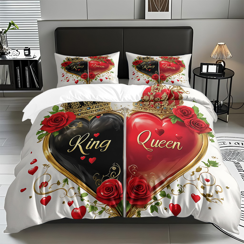 TEMU / JIT textil doméstico alfabeto digital impresión molido conjunto textil doméstico suave piel transpirable colcha cubierta de almohada combinación