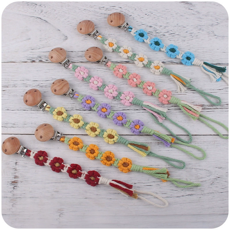 Cartoon woven pacifier for baby for new born, handmade, flowered