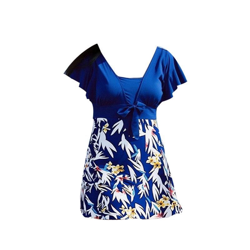 Más tamaño traje de baño de mediana edad mamá vestido de una sola pieza boxeador impresión conservador traje de baño de aguas termales fábrica al por mayor