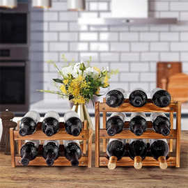 多层木质酒架家用红酒瓶收纳桌面展示架客厅餐厅葡萄酒摆放架