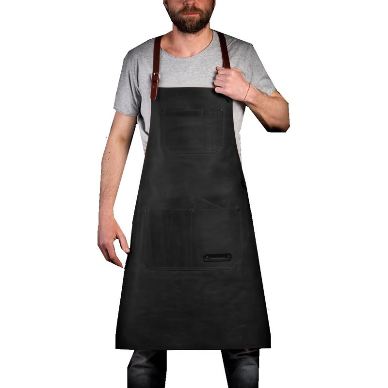 Transfronterizo Amazon nuevo delantal de PU cuero cruzado ajustable carpintería ropa de trabajo al aire libre barbacoa delantal al por mayor