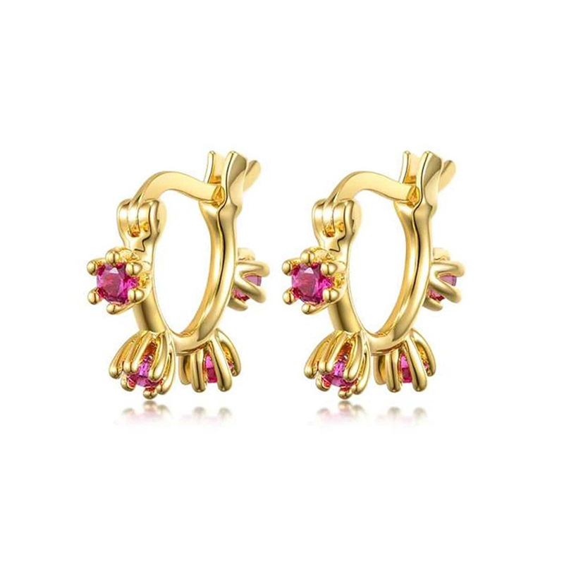 Boucles D'oreilles Rondes En Zircon Avec Aiguille En Argent S925 Boucles D'oreilles En Diamant Sens Design De Mode display picture 2