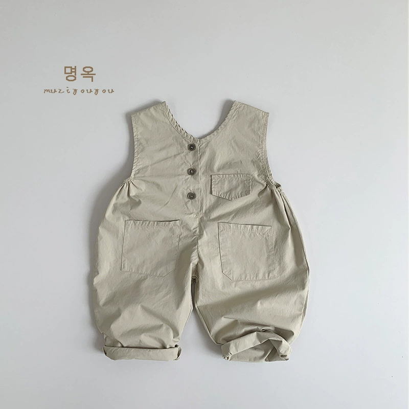 Summer children's thin retro overall for men and women, Korean style, children's clothing