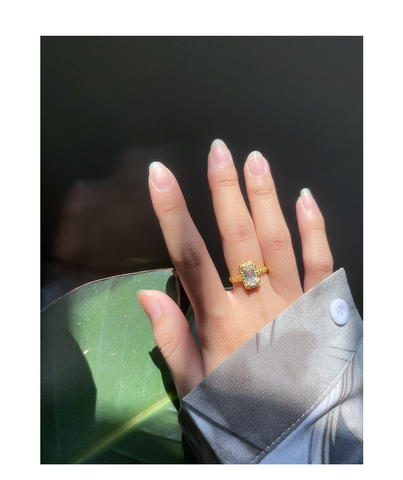 Luxurious Geometric Silver Plating Zircon Open Ring