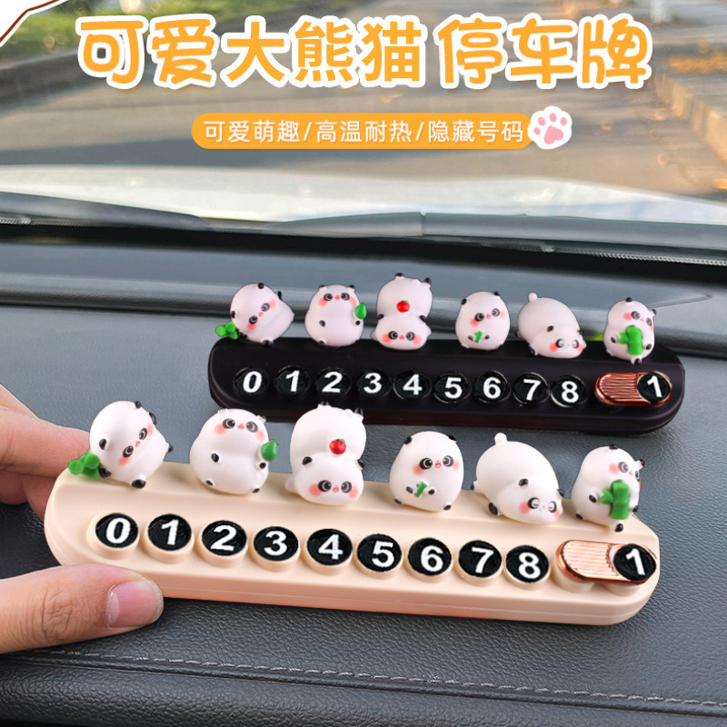 Creativo de luz nocturna Panda estacionamiento de automóviles placa de matrícula de estacionamiento temporal encantador dibujos animados decoración interior del automóvil