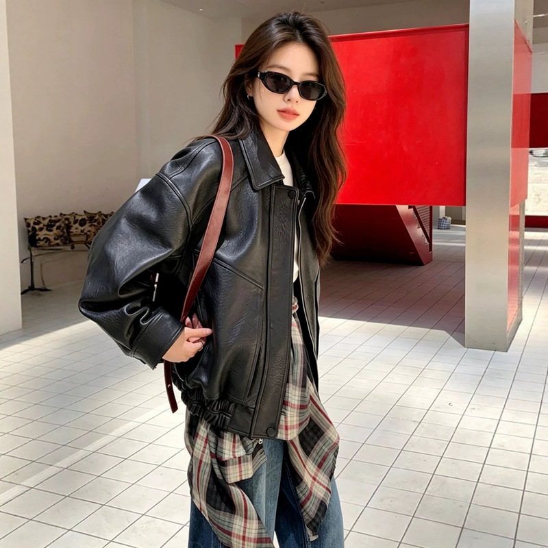 【Ys*L】Vintage Old Money Style 2026 New Textured Top Layer Sheepskin Genuine Leather Jacket for Women 【Ys*L】Vintage Old Money Style 2026 New Textured Top Layer Sheepskin Genuine Leather Jacket for Women