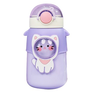 New cute high-value cartoon with straw belly thermos 316 stainless steel Children's strap insulation water Cup