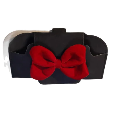 Car Glasses Clip/Bill Clip — Glasses Case with Bowknot, Pu