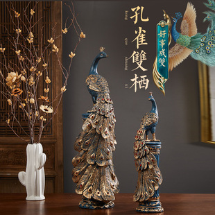 National fashion new Chinese Peacock decoration hotel living room TV cabinet wine cabinet entrance decoration housewarming gift