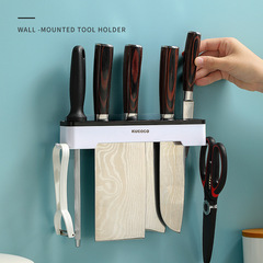 Kitchen rack, no punching, wall-mounted storage rack, plastic household multi-functional knife holder, tool supplies