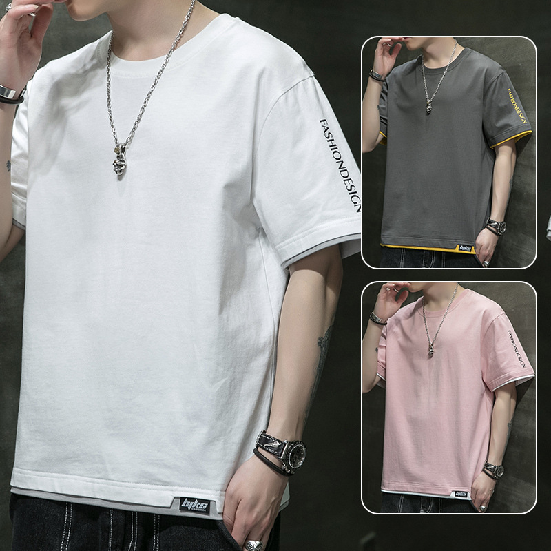 M - 8XL gran algodón hombre de manga corta camiseta de moda de verano deportiva casual de media manga camiseta de comercio exterior