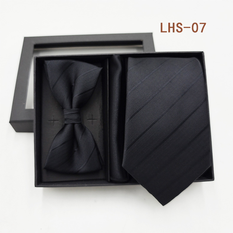 Set di tre pezzi di papillon, fazzoletto e accessori per abito da uomo formale da sposo, confezione regalo_voghion.com