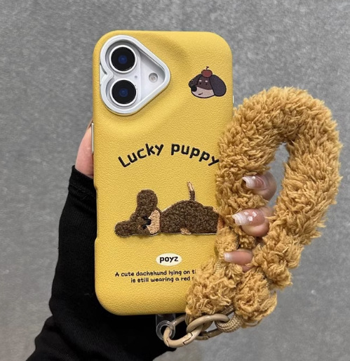 Perro salchicha acostado para 16ProMax bag cuero iphone14 funda para teléfono móvil 13 Apple 15 pulsera femenina 16