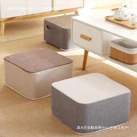 亚麻榻榻米坐垫蒲团懒人坐墩布艺换鞋坐凳简约可拆卸方形墩子家用