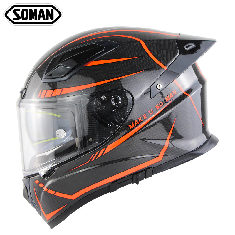 SOMAN Casco de carreras de fibra de carbono Motocicleta para hombres y mujeres a la conducción Motocicleta personalizada Casco para correr profesional Four Seasons Casco integral X8