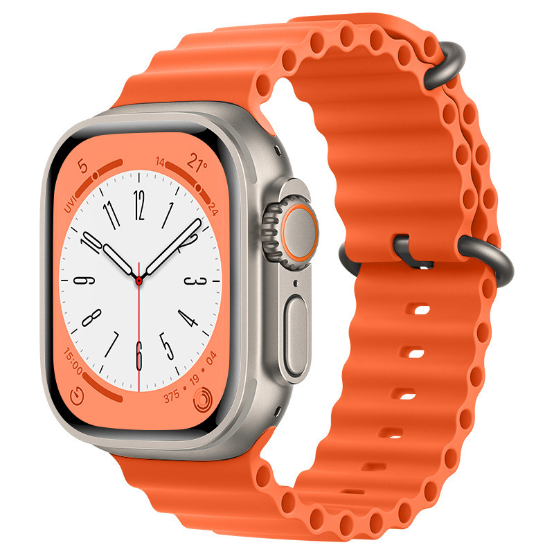 Suitable for Apple Silicone Watch Strap Applewatch1-8 Watch iWatch Double Buckle Marine Waterproof Fashion Model