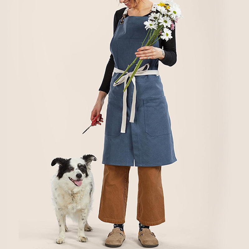 Delantal de lona de Amazon transfronterizo dobladillo dividido ropa de trabajo para hombres y mujeres herramientas de jardinería floral delantal al por mayor personalizado