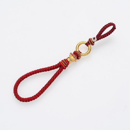 National style high-end pendant lanyard, God of Wealth car key chain, fine pendant, solid handmade pendant, ring buckle, hand rope