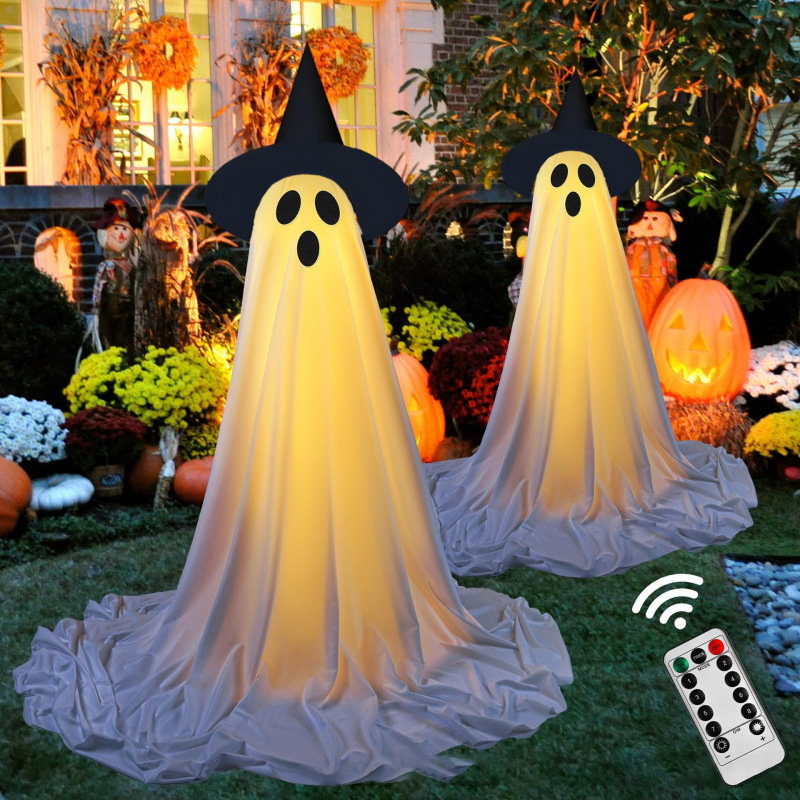 Halloween Luminous Ghost Decoration Led Ghost Remote Control String Lights Courtyard Porch Indoor and Outdoor Standing Ghost Party