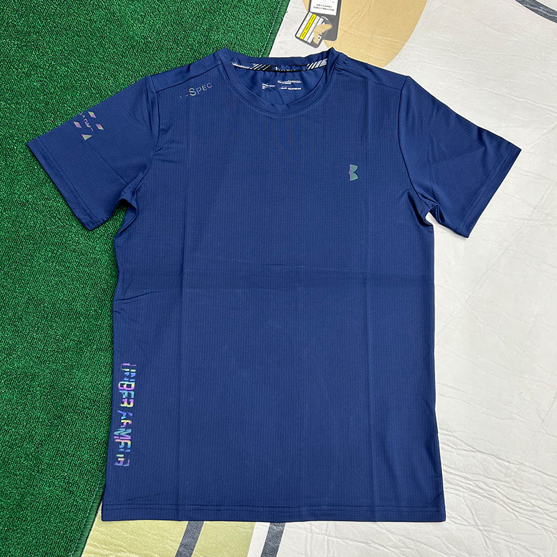comercio exterior al por mayor seda de hielo transpirable secado rápido camiseta de manga corta camiseta deportiva al aire libre para hombres acondicionamiento físico absorción de humedad sudor delgada