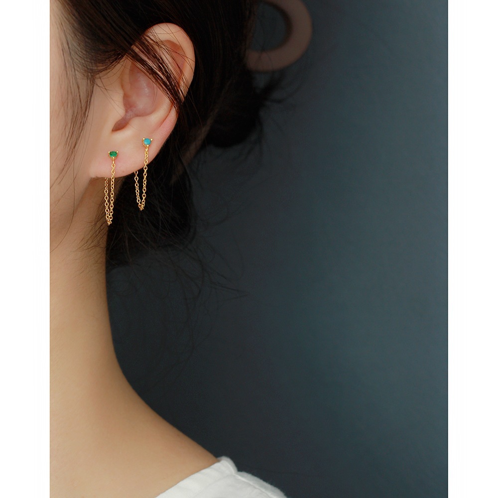 18K Real Gold Plated, Platinum Plated Plating Material 1 Pair 925 Sterling Silver Zircon Geometric Drop Earrings