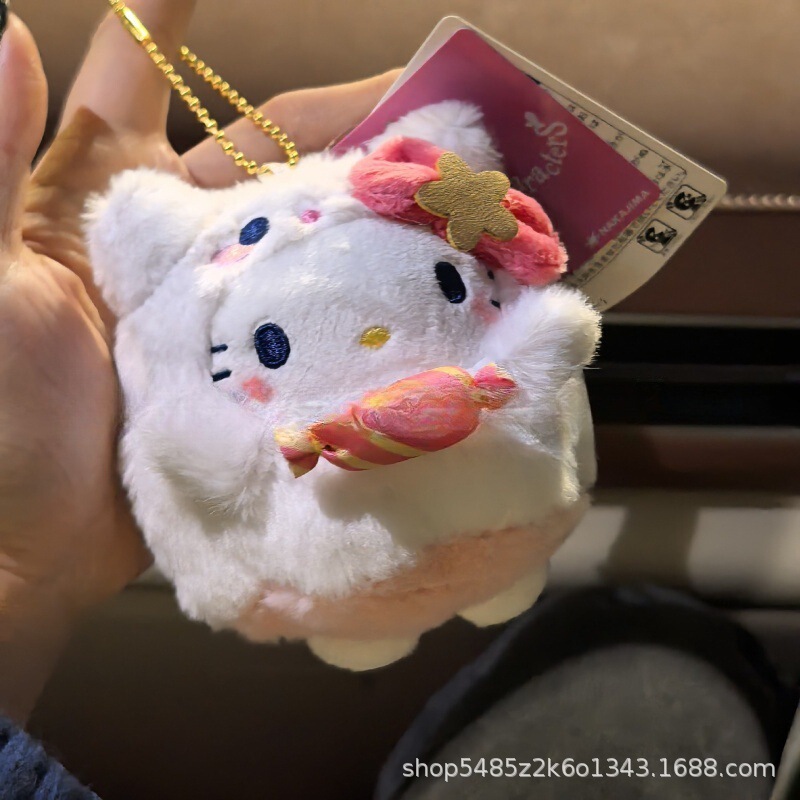 黑色草帽kitty帽宝宝挂件爱心扣公仔玩偶可爱赫本风挂饰钥匙扣|undefined