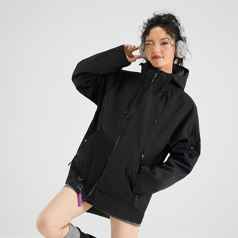 紫色冲锋衣男女款春秋季新款户外三合一登山服防风防泼水徒步外套|undefined