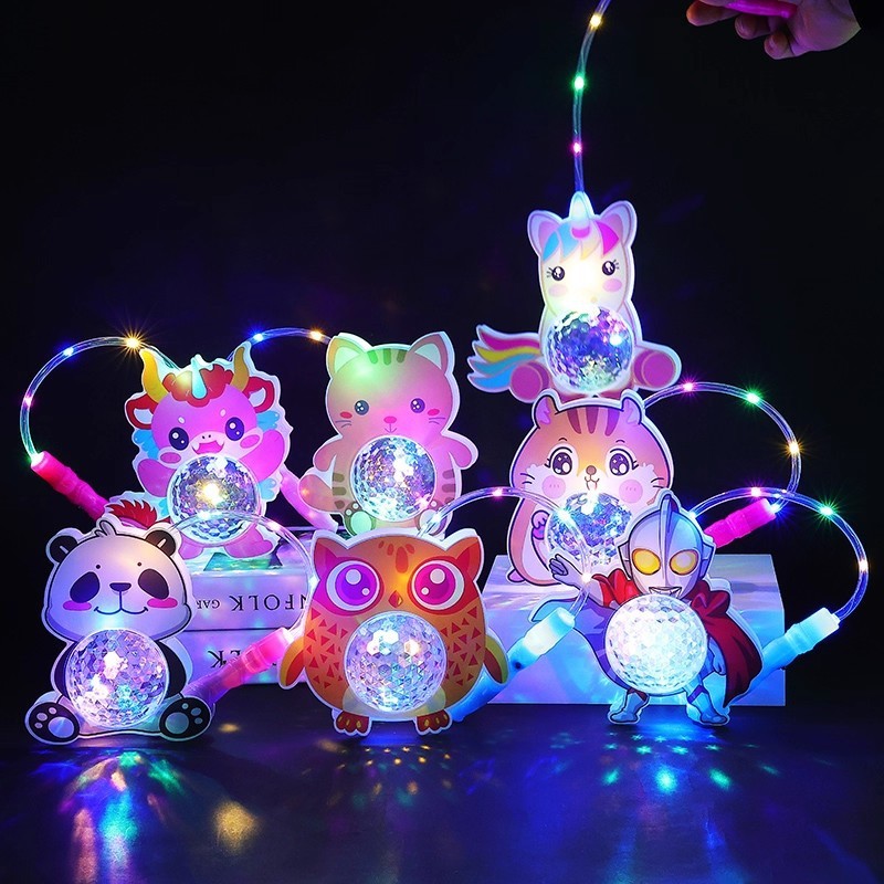 中秋元宵发光七彩LED灯笼新年儿童手提卡通花灯变色古风花灯摆摊|undefined