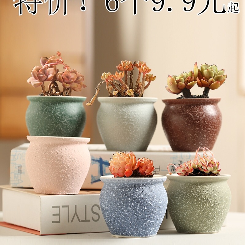 Succulent Flower Pot Ceramic Creative Personalized Thumb Pot Small Flower Pot Simple Stoneware Painted Breathable Flowing Glaze Succulent Flower Pot Ceramic Creative Personalized Thumb Pot Small Flower Pot Simple Stoneware Painted Breathable Flowing Glaze