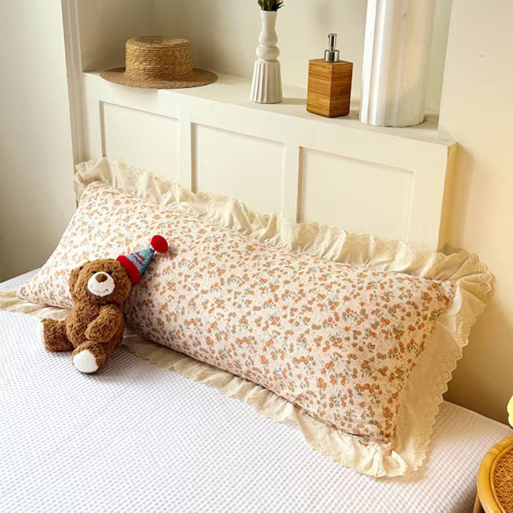 Algodón de doble hilo doble larga funda de almohada de 1.5m todo el algodón funda de almohada estilo coreano pareja alargada funda de almohada interior image 14