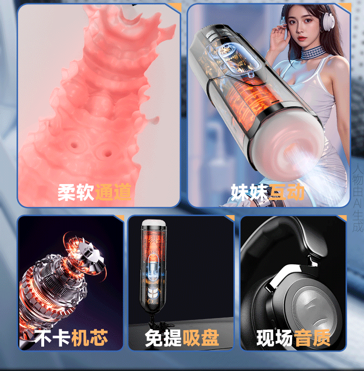 Storm Aircraft Cup Automatic Telescopic Male Masturbator with Rotation, Button Control, TPE and ABS — detail image 3