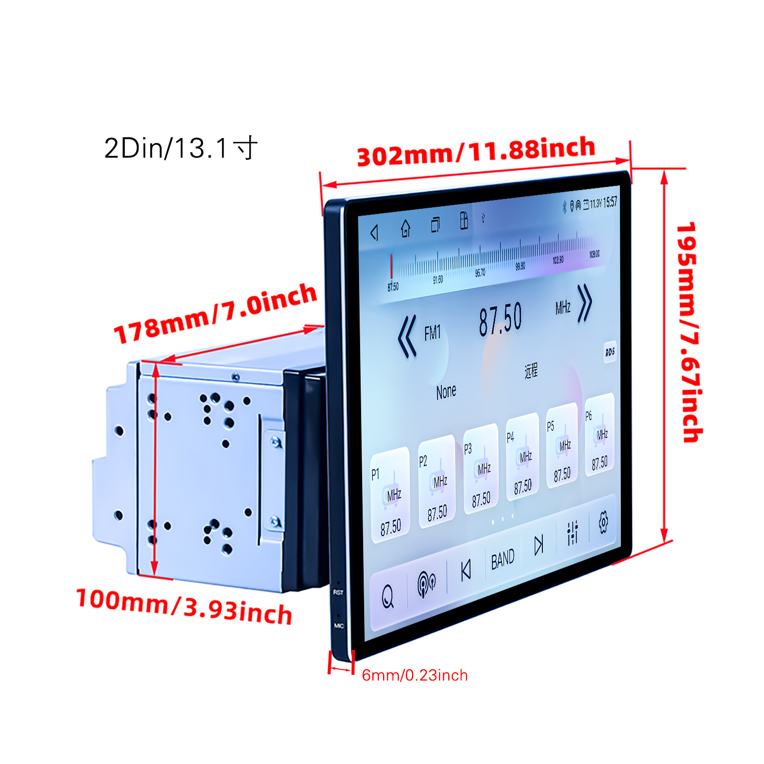 Cross-Border Exclusive Supply of 13.1inch Universal Android Central Control Large-Screen Car Navigation Systems with Wireless Carplay