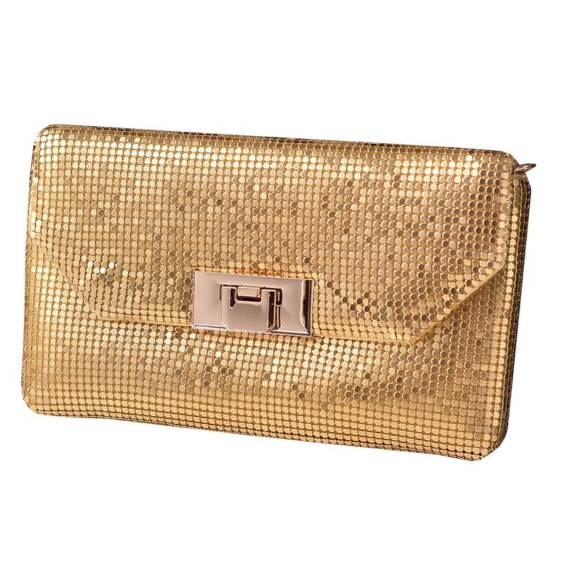 Bolsas de aluminio transfronterizas europeas y estadounidenses bolsas de cena de oro y plata bolsas de fiesta de moda bolsas de mano simple fábrica directa