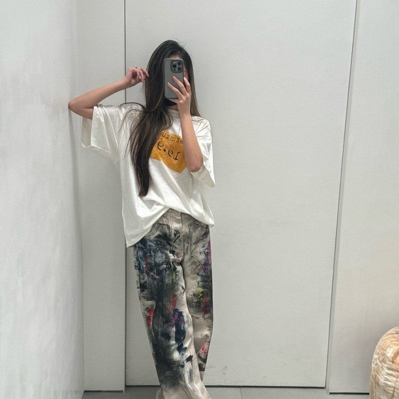 Nanyou High-Quality Correct Version 2025 Summer New Style 1996 Letter Yellow Printed Loose Short-Sleeved Men's and Women's T-Shirt