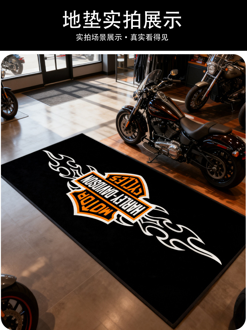 Motorcycle Nylon Floor Mat Kawasaki Harley Printed Rubber Mat Enthusiast Oil-Proof and Anti-Fouling Off-Road Motorcycle Special Mat
