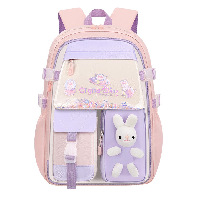 Mochila escolar ligera con protección transfronteriza para la columna vertebral, mochila para niñas y niños, bolsa de escuela primaria, venta al por mayor, novedad de 2024