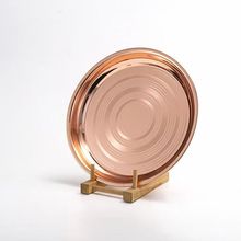 厂家批发不锈钢无磁加厚托盘加厚圆盘加厚光碟盘编纹花盘轻奢古铜