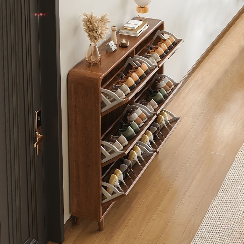 Solid Wood Flip-Top Shoe Cabinet for Home Entrance, Space-Saving Shoe Rack for Small Apartments Solid Wood Flip-Top Shoe Cabinet for Home Entrance, Space-Saving Shoe Rack for Small Apartments