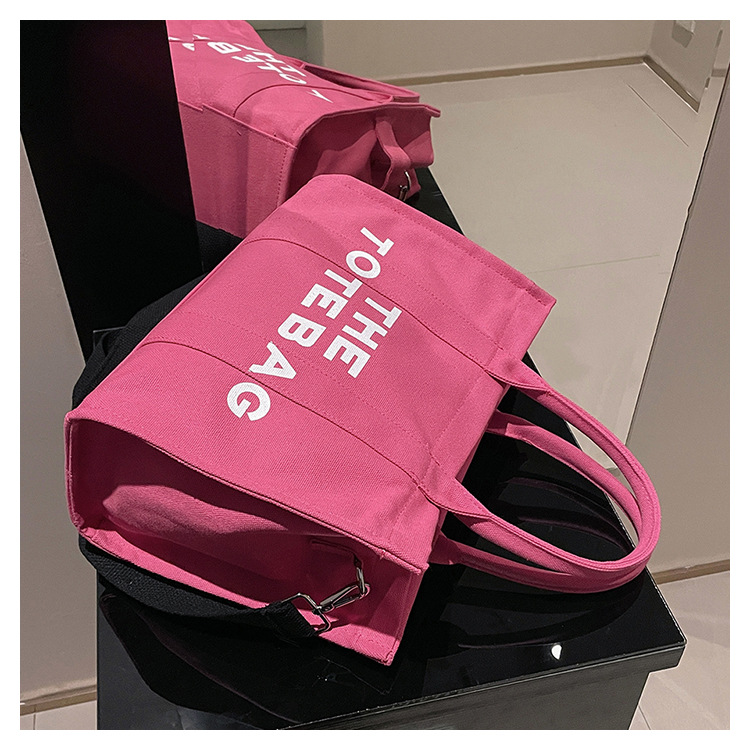 Bolsa de mano de lona personalizada 2022, nueva letra impresa, correa de hombro ancha, bolso de hombro inclinado con logotipo