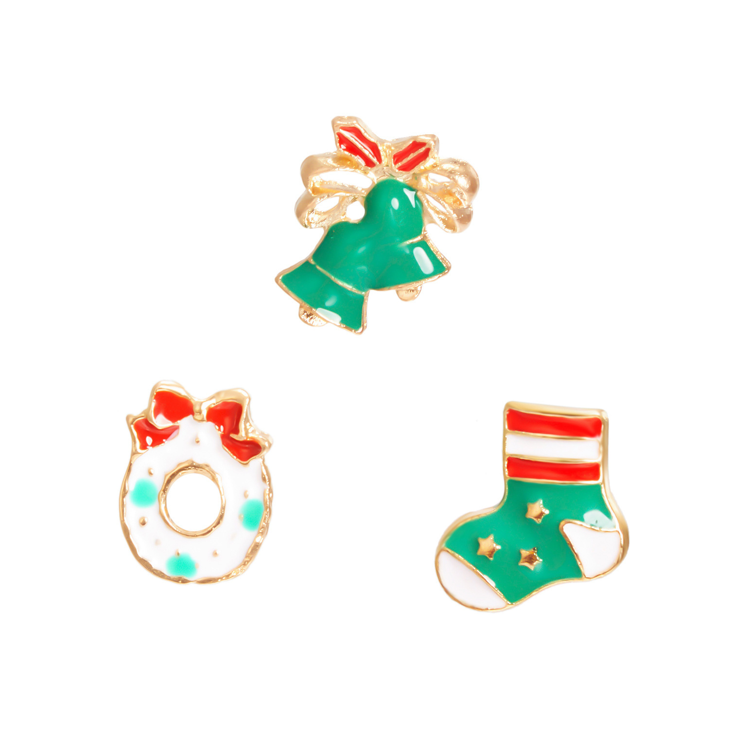 Chaussettes De Guirlande De Noël À La Mode Cloches Peintes Badge À L&#39;huile Petite Broche Ensemble De Trois Pièces En Gros display picture 5