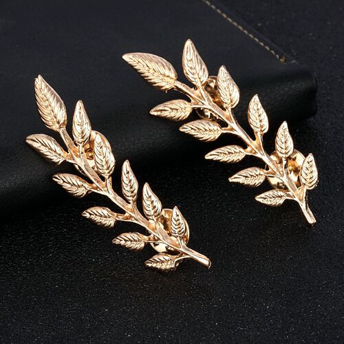 Popular gold and silver leaf jewelry for men and women, brooches, pins, shirts, sweaters, collar pins, collar buttons, retail and wholesale