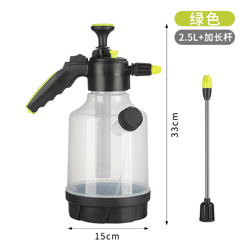Botella de riego transparente de 2,5 L + palo largo (verde) [20 piezas/caja]