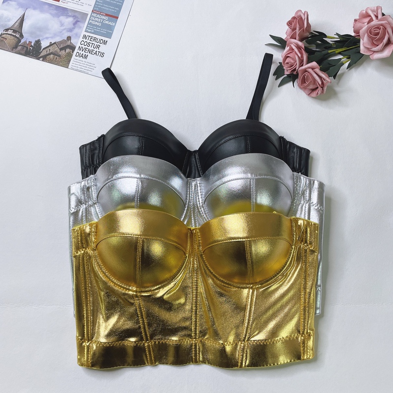 Leather bra fish bone bra camisole factory to undertake small single in stock supply with chest pad nightclub Leather bra fish bone bra camisole factory to undertake small single in stock supply with chest pad nightclub