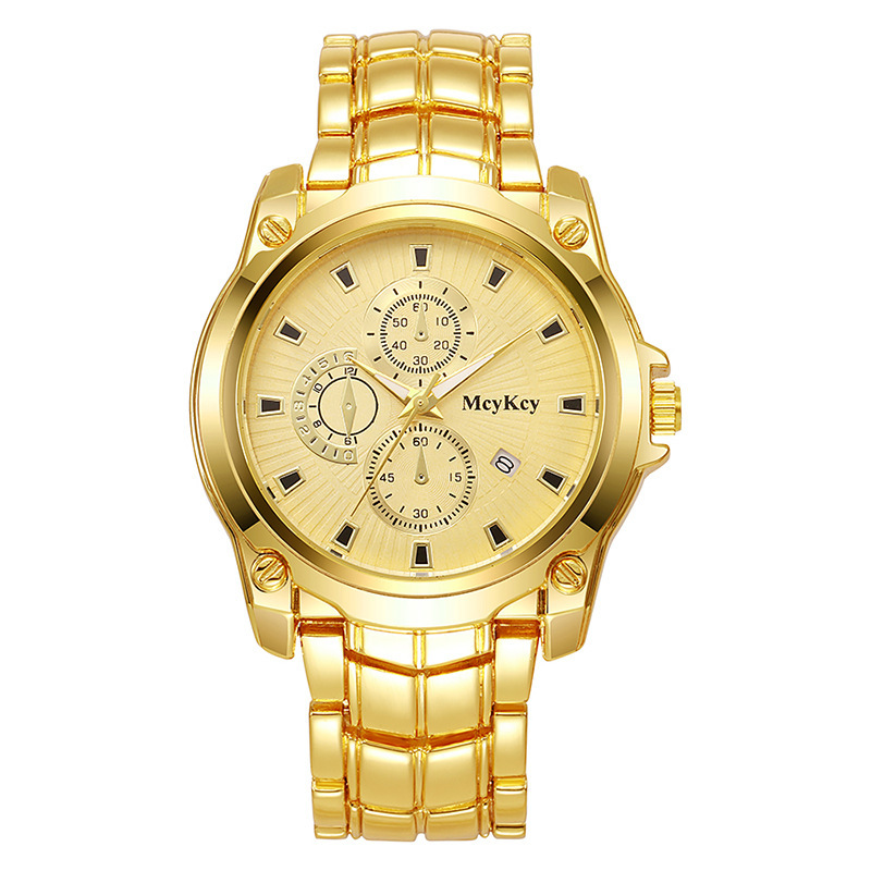 Nuevo reloj de correa de acero de pareja de aleación transfronteriza clásico negocio de tres ojos gran esfera impermeable fábrica de relojes de cuarzo al por mayor