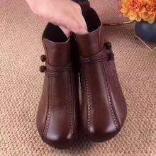 时装短靴软底妈妈鞋2025秋冬复古新款民族时尚百搭马丁靴加绒保暖