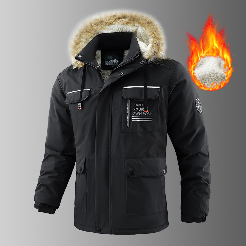 boy Cross-Border Foreign Trade Jacket Winter European And American Workwear Loose Fleece-Lined Warm Fashion Casual Hooded_voghion.com