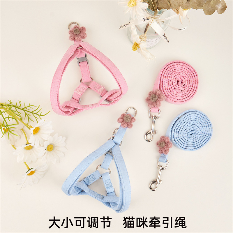 Cuerda de tracción para gatos para evitar la liberación, cuerda para gatos, cuerda para caminar para gatos, chaleco de flor linda, cuerda para pasear para perros, collar para mascotas